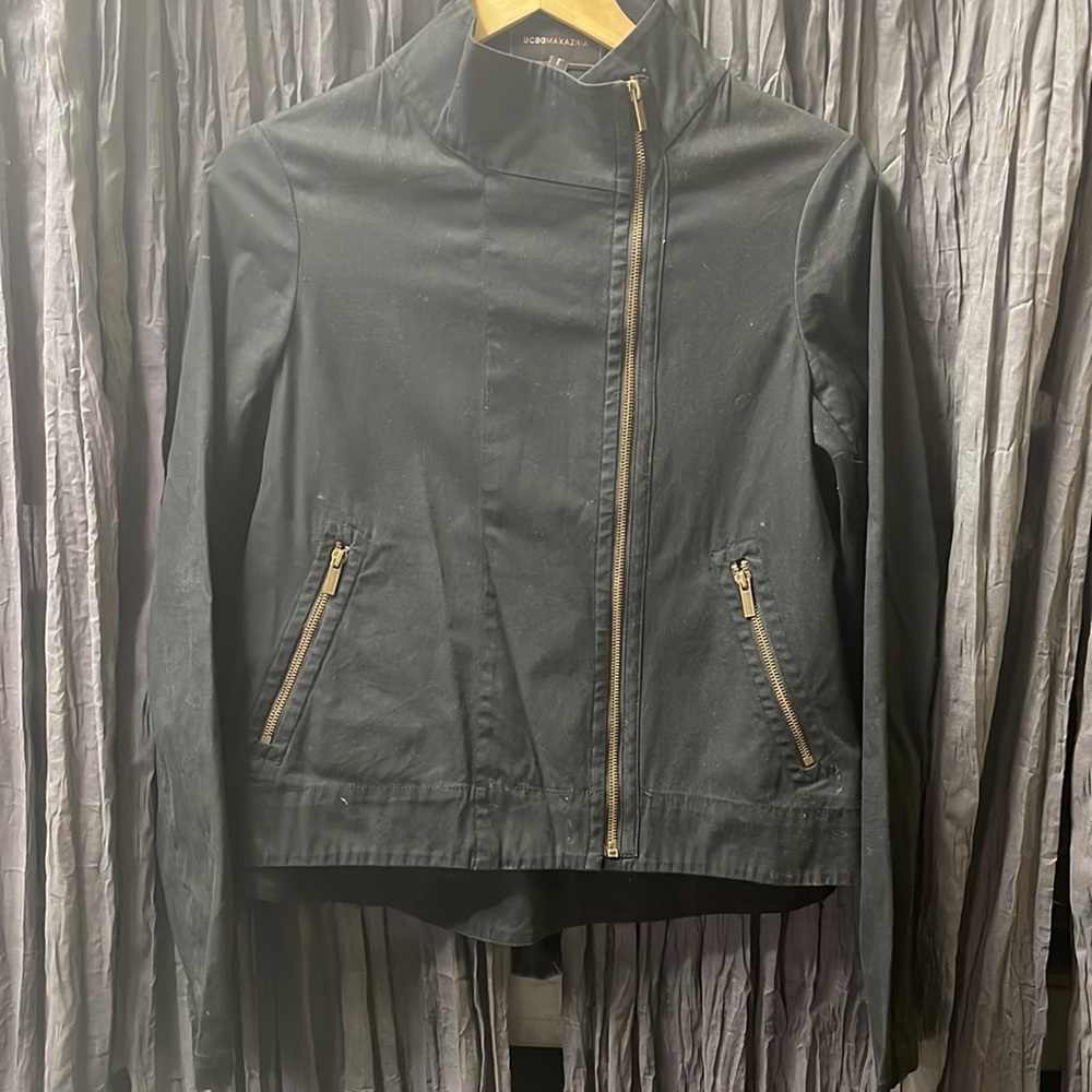 BCBG zipper flare blazer